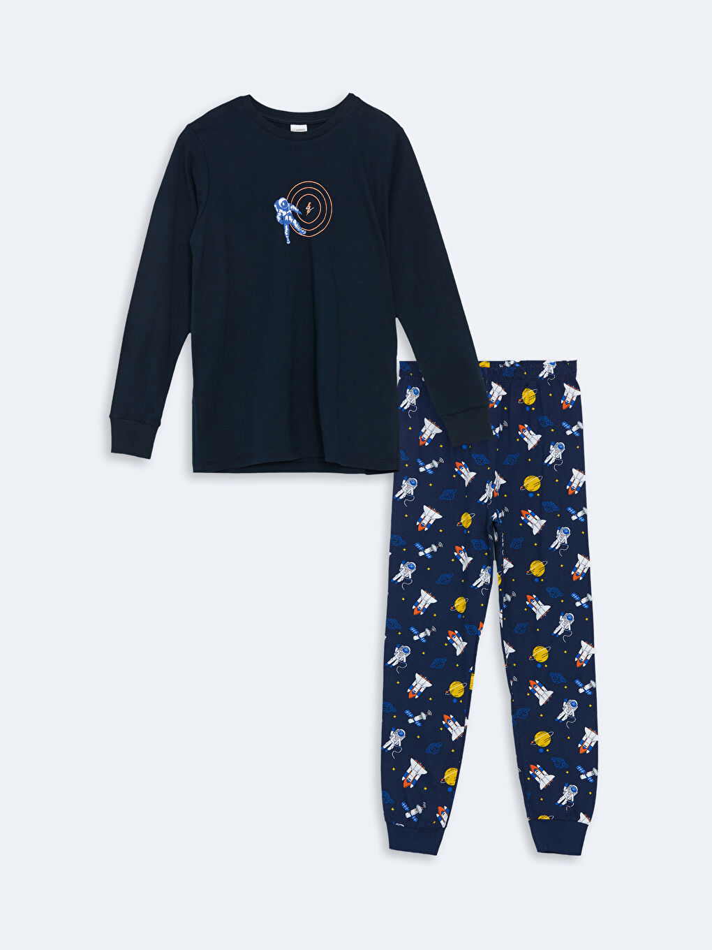 LCW Kids Lacivert Bisiklet Yaka Erkek Çocuk Pijama Takımı