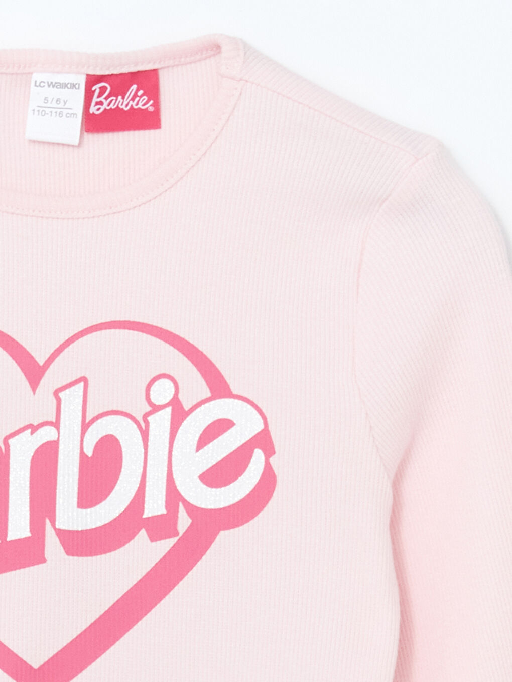 LCW baby Pembe Barbie Baskılı Uzun Kollu Kız Bebek Tişört - 1