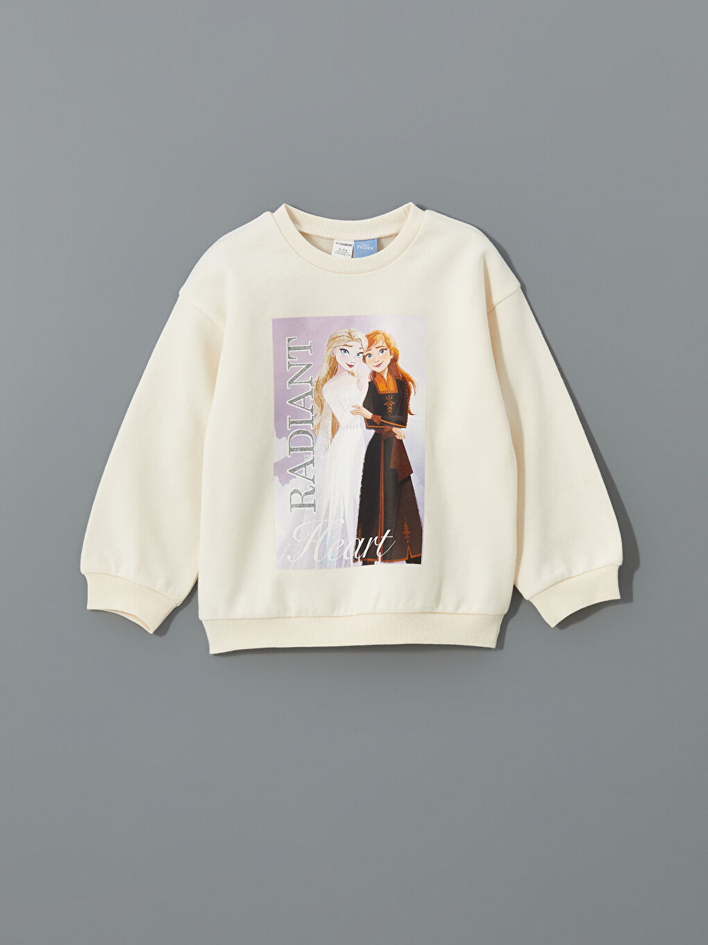 LCW baby Ekru Elsa Baskılı Kalın Kız Çocuk Sweatshirt