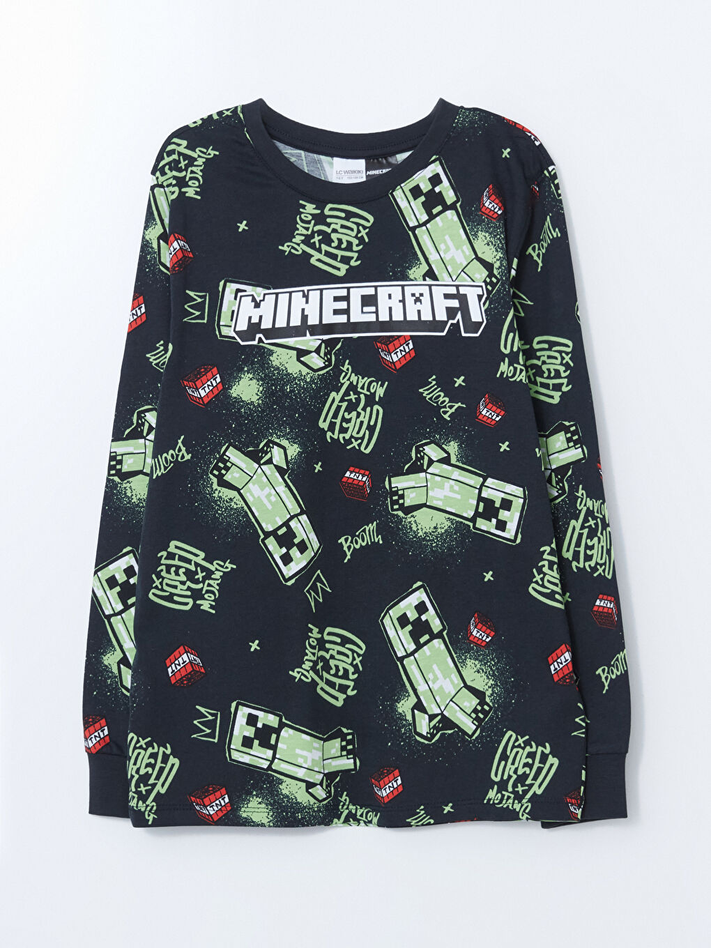 LCW Kids Siyah Bisiklet Yaka Minecraft Baskılı Erkek Çocuk Pijama Takımı - 1