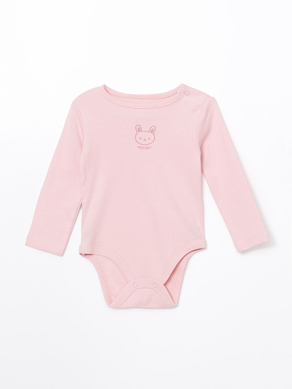 LCW baby Pembe Bisiklet Yaka Baskılı Kız Bebek Çıtçıtlı Body 2'li - 1