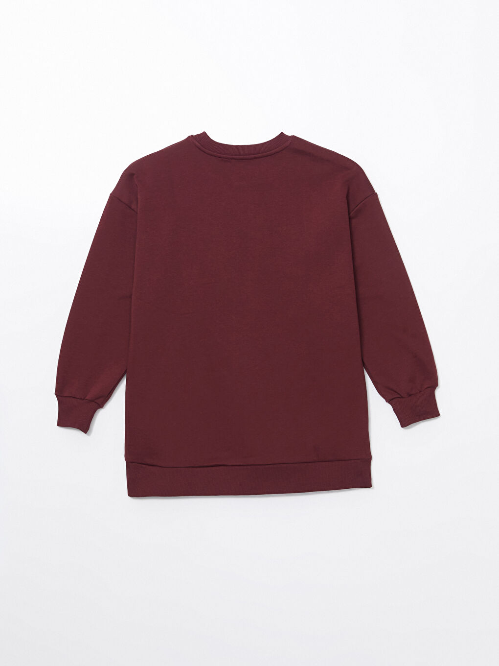 LCW Modest Bordo Bisiklet Yaka Nakışlı Kadın Kalın Sweatshirt Tunik - 2