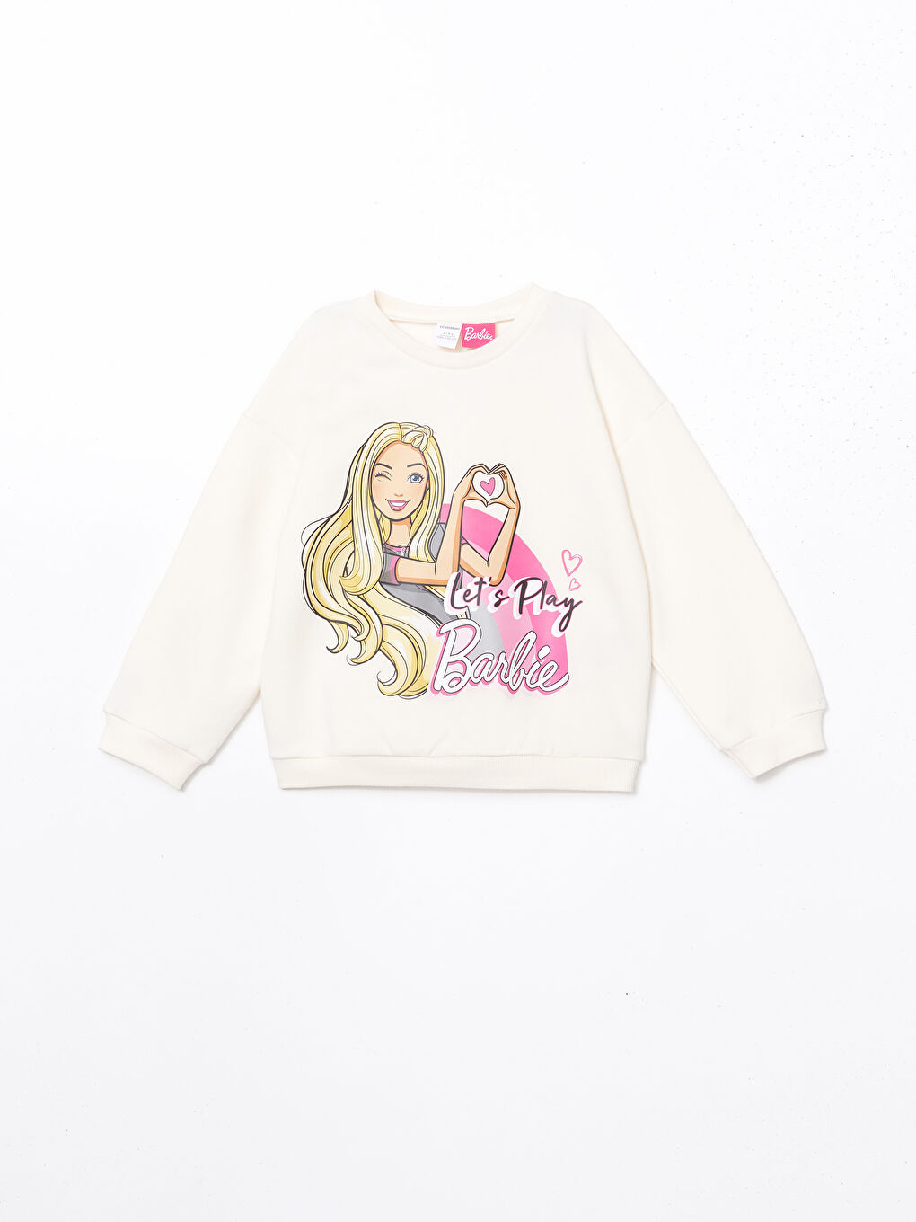 LCW Kids Ekru Barbie Baskılı Kız Çocuk Sweatshirt ve Tayt Pantolon 2'li - 1