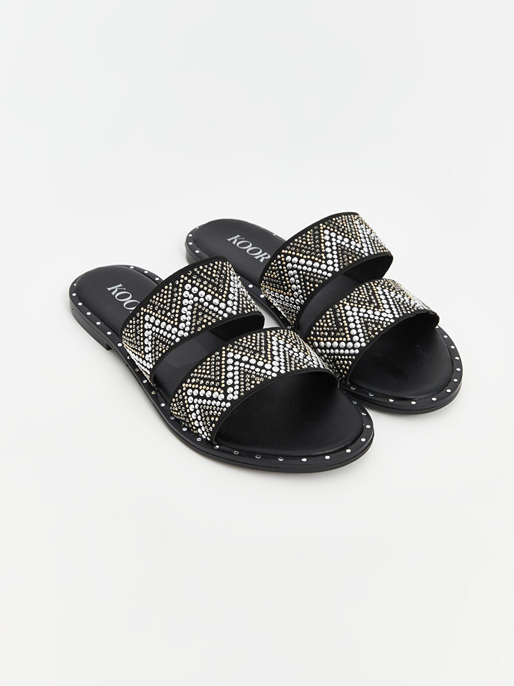 Siyah Çift Bantlı Kadın Terlik