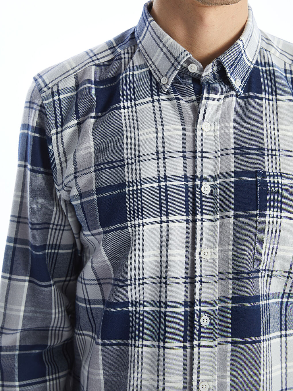 LCWAIKIKI Classic Regular Fit Long Sleeve Plaid Gabardine Men's Shirt -W4KS17Z8-LMK