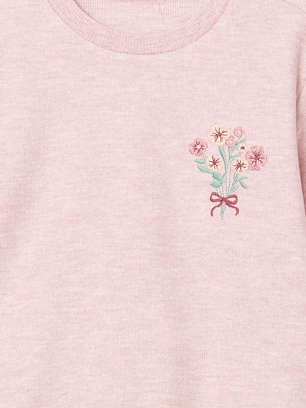 LCW Kids Pembe Bisiklet Yaka Kız Çocuk Sweatshirt - 2