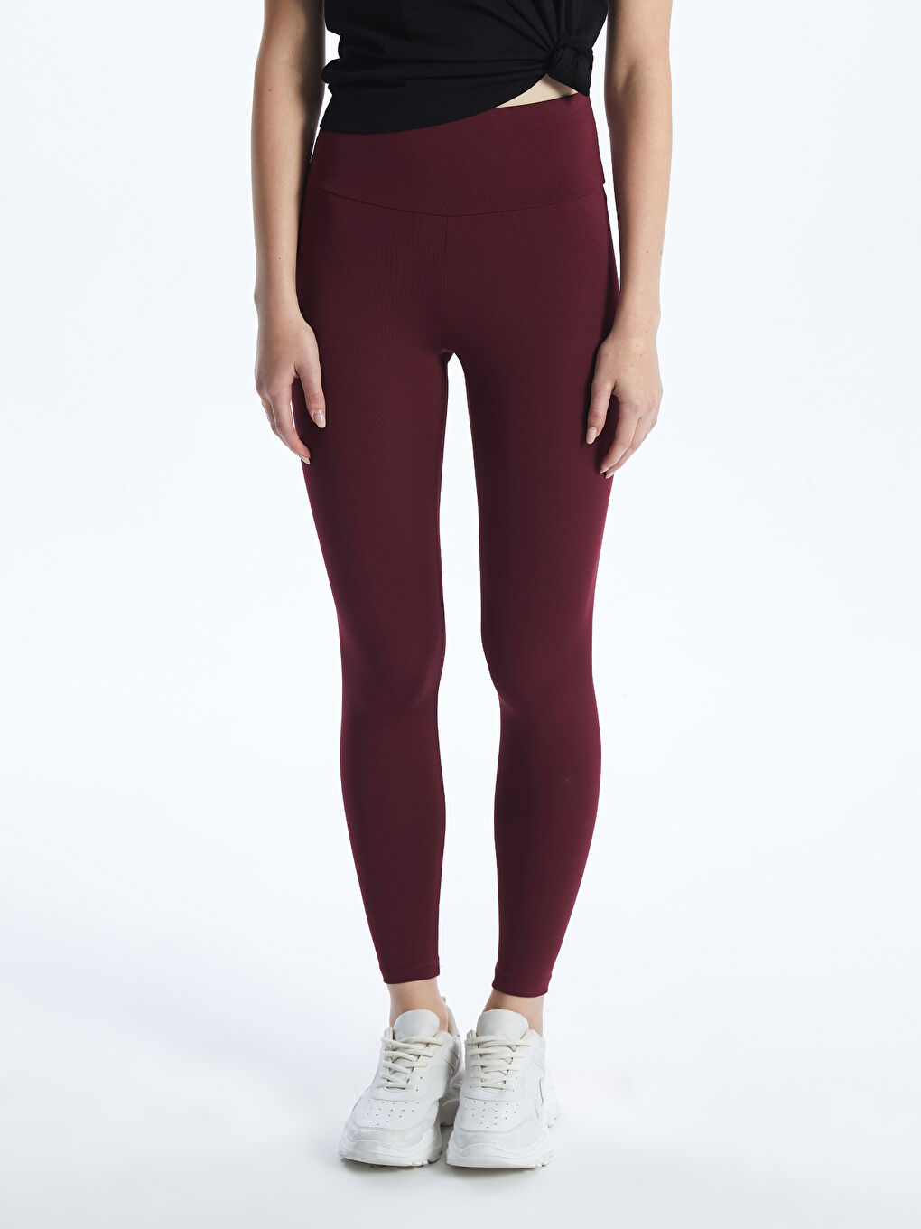 XSIDE ACTIVE Bordo Beli Lastikli Kadın Spor Tayt - 1