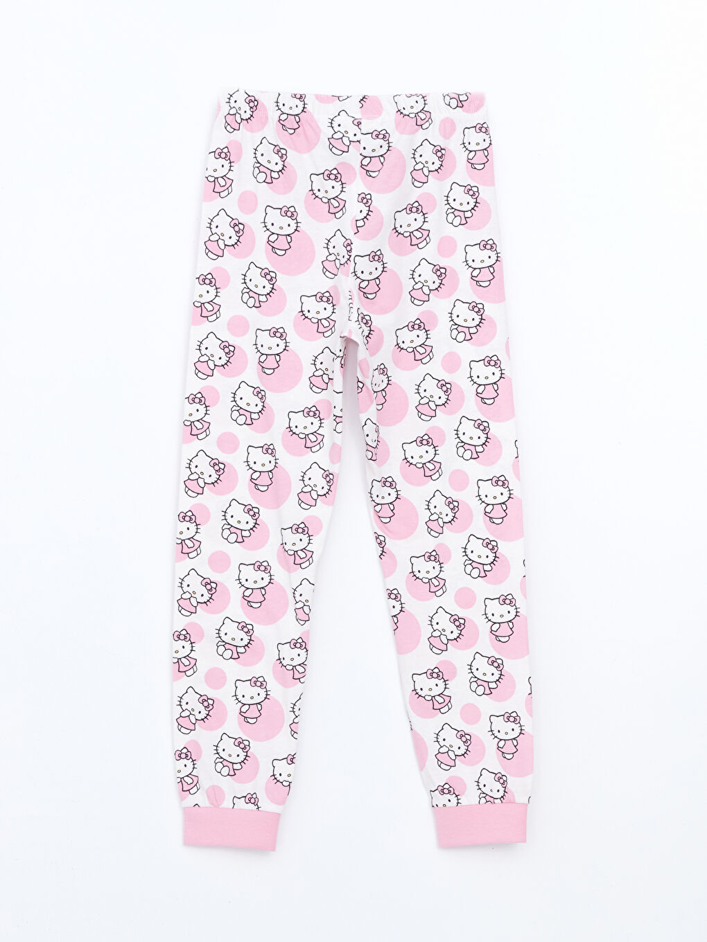 LCW Kids Pembe Bisiklet Yaka Hello Kitty Baskılı Kız Çocuk Pijama Takımı - 4