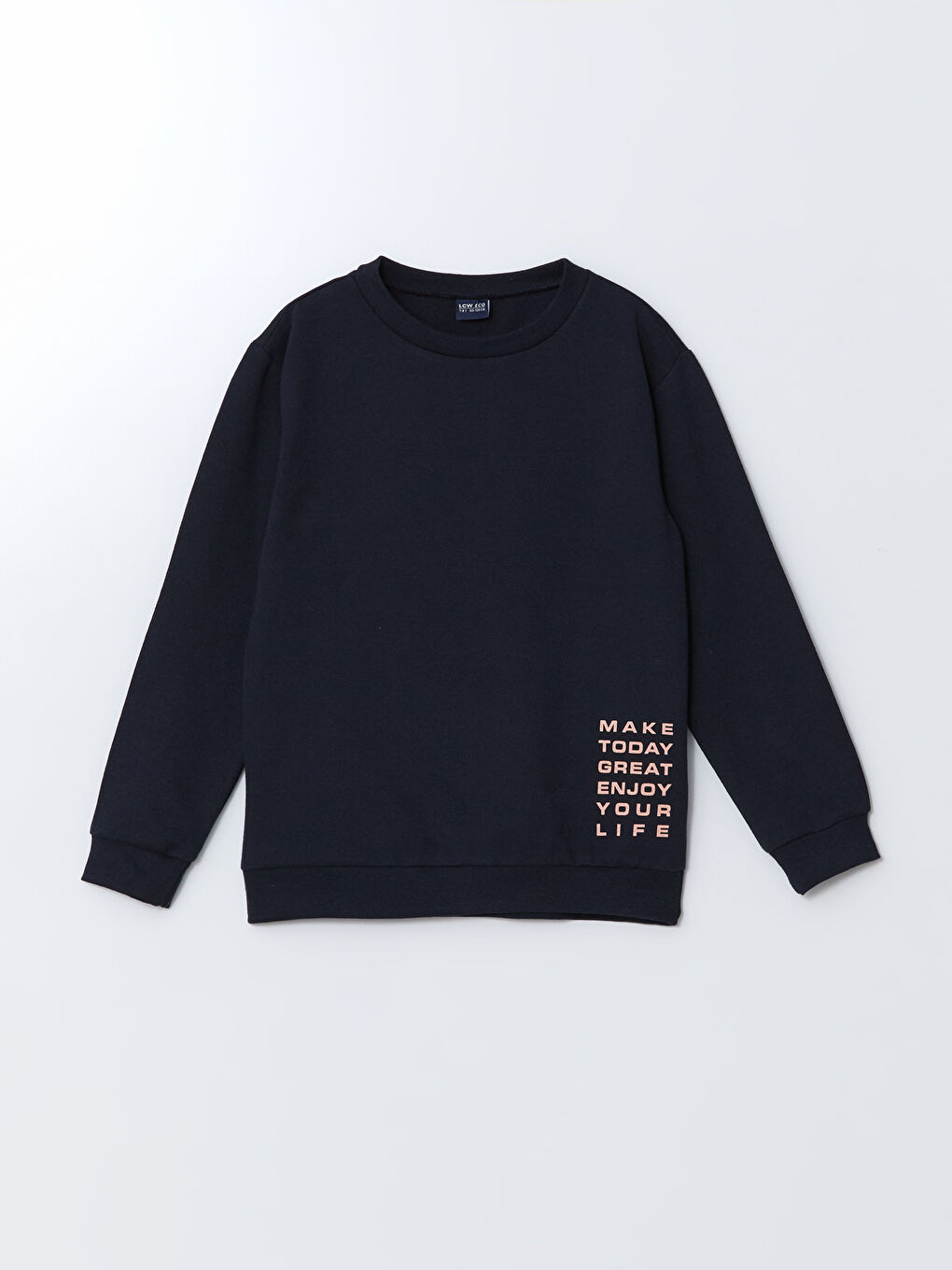 LCW ECO Lacivert Bisiklet Yaka Erkek Çocuk Sweatshirt