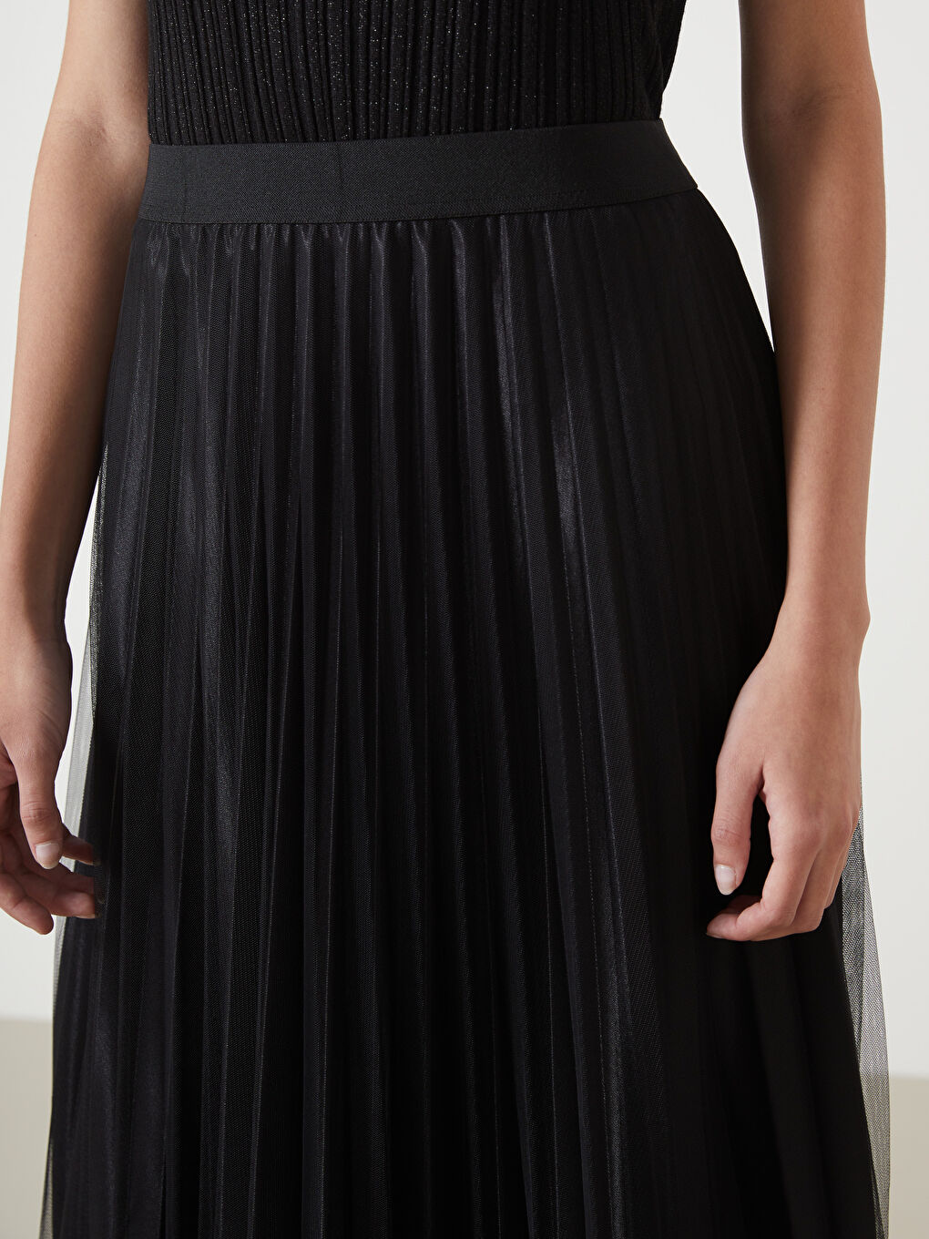 Elasticated Waist Chiffon Women's Pleated Skirt -W4KT48Z8-CVL