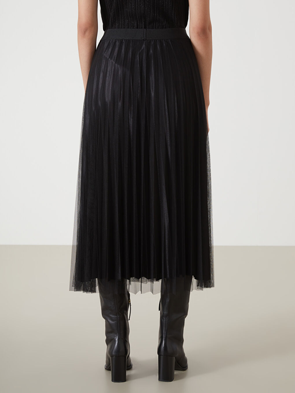 Elasticated Waist Chiffon Women's Pleated Skirt -W4KT48Z8-CVL