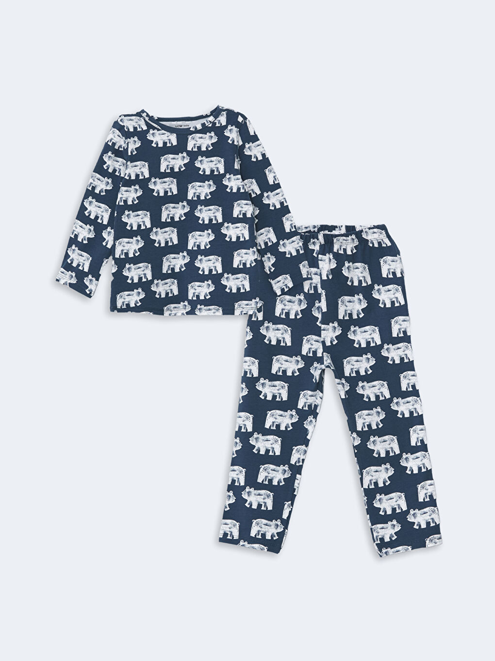 LCW Kids Petrol Bisiklet Yaka Erkek Çocuk Pijama Takımı