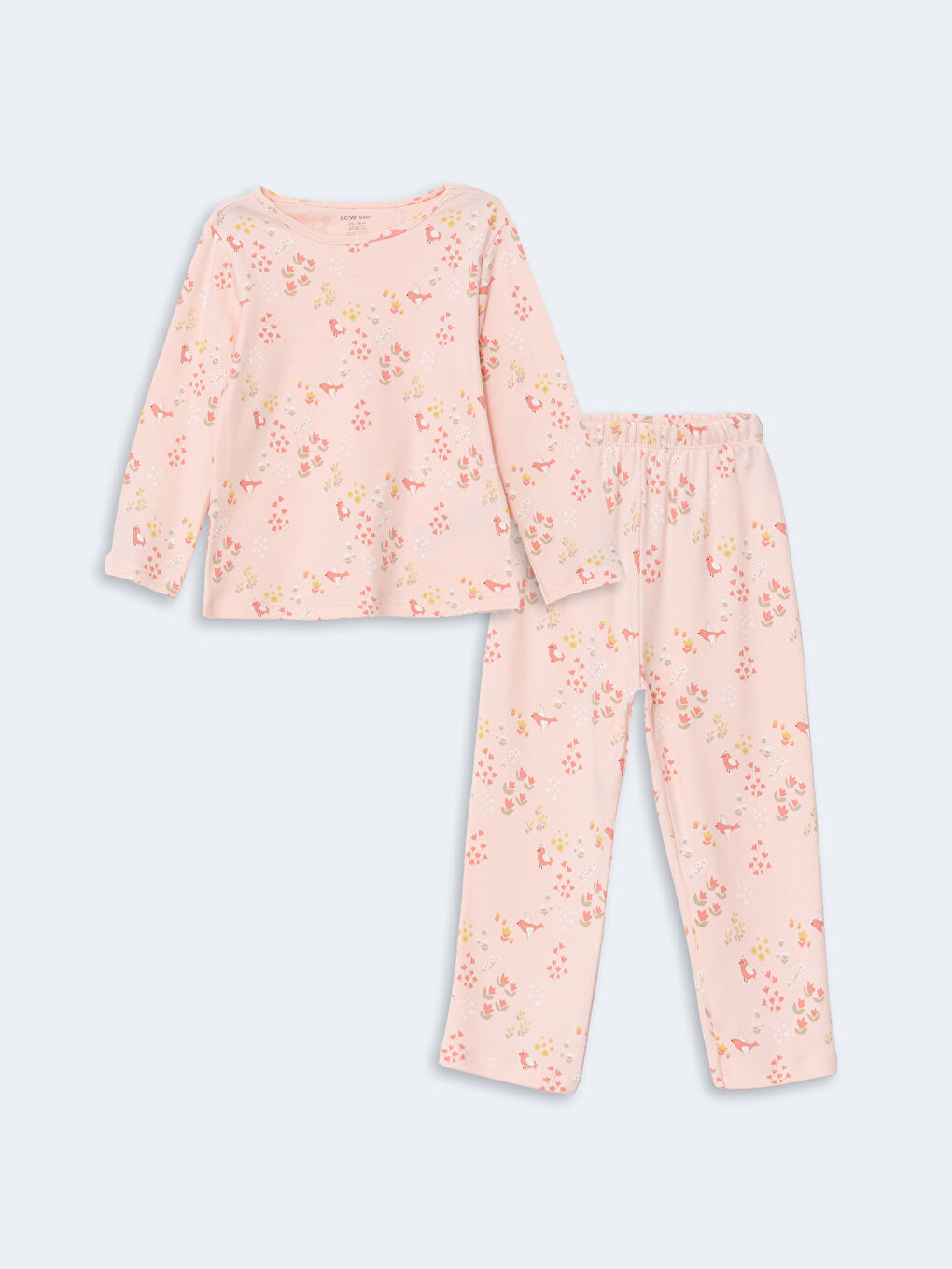 LCW Kids Pembe Bisiklet Yaka Kız Çocuk Pijama Takımı