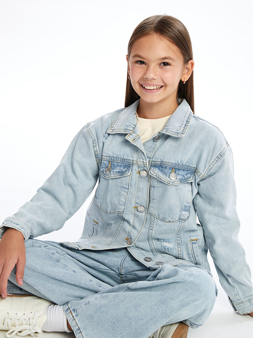 LCW Kids Mavi Kız Çocuk Jean Ceket