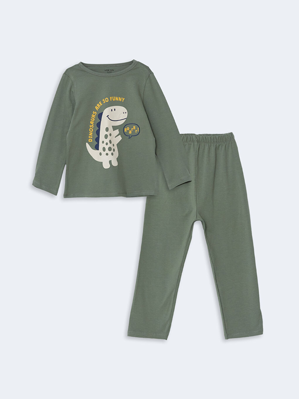 LCW Kids Haki Bisiklet Yaka Erkek Çocuk Pijama Takımı