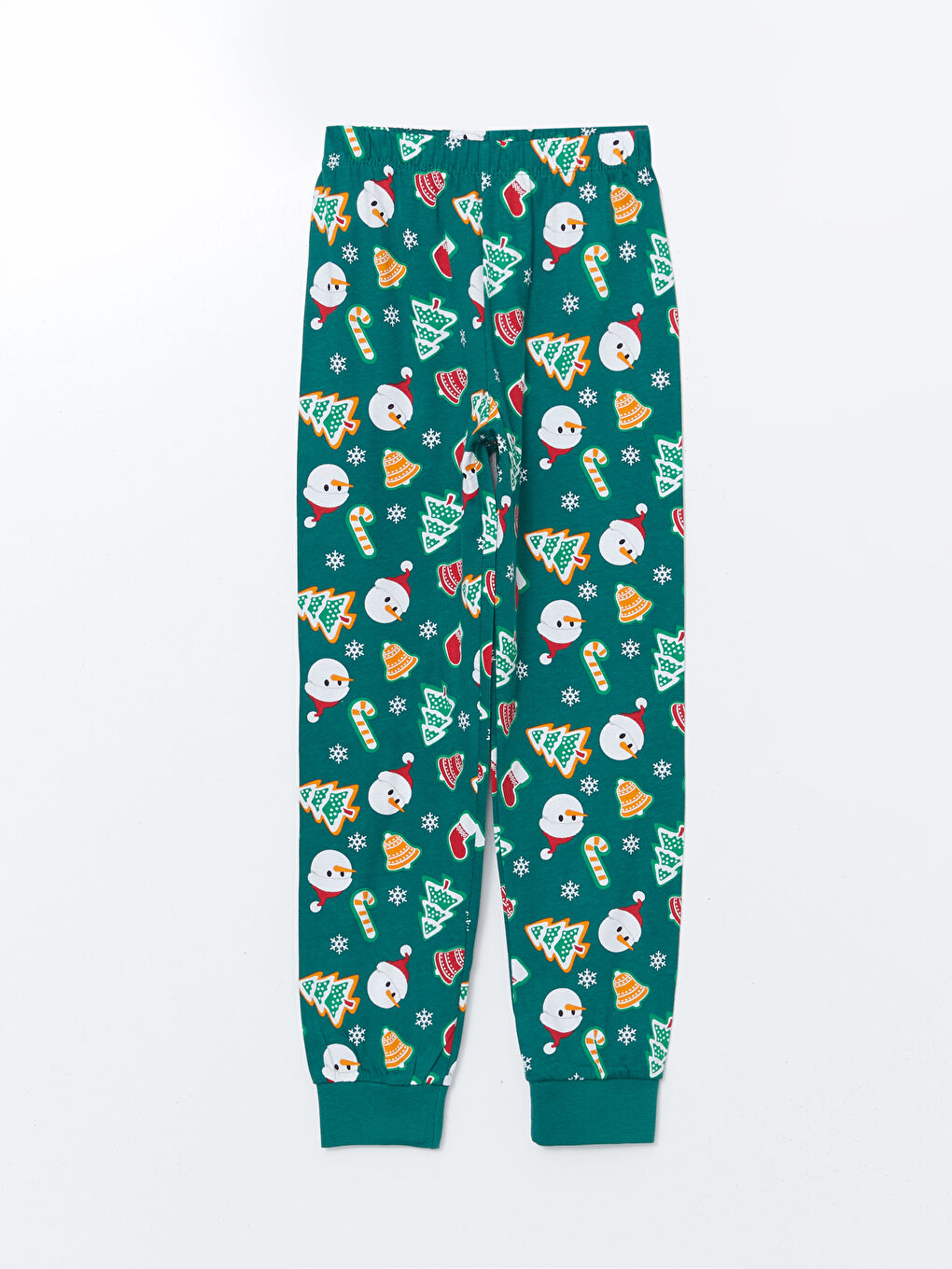 LCW Kids Yeşil Bisiklet Yaka Yılbaşı Temalı Erkek Çocuk Pijama Takımı - 3