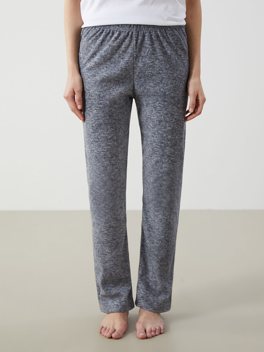 Gri Beli Lastikli Kadın Eşofman Altı-1