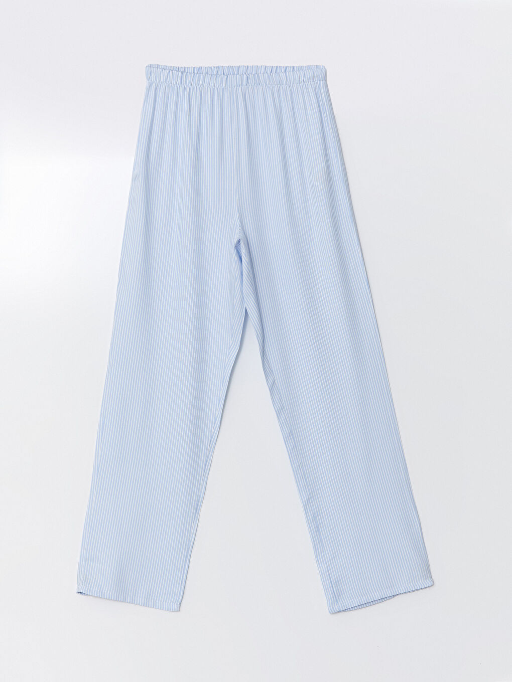 Mavi Beli Lastikli Çizgili Kadın Pijama Altı