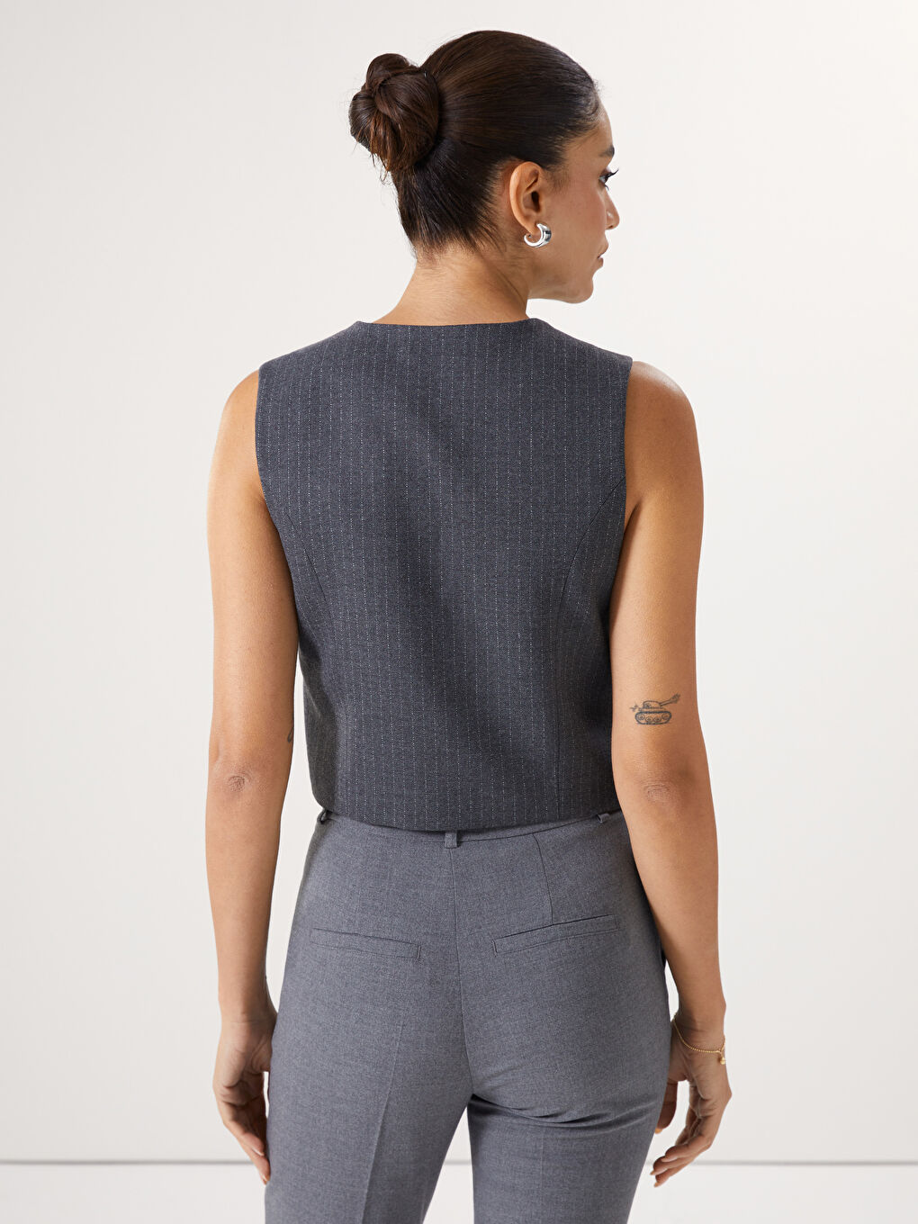 LCW Vision V-Neck Striped Women's Classic Waistcoat -W4KY19Z8-LE0