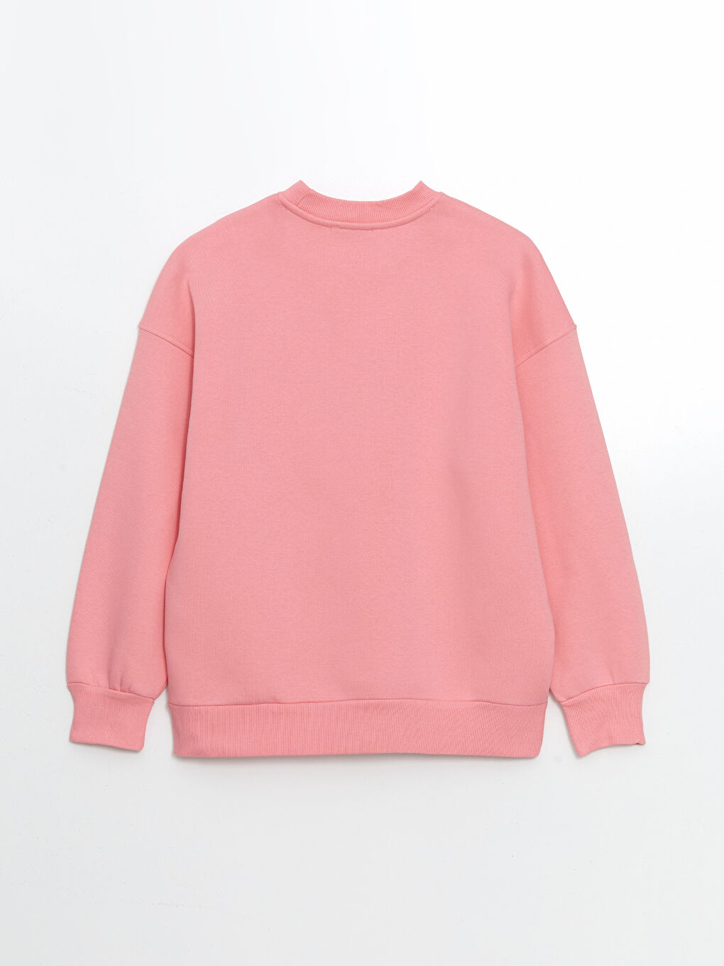 LCW Vision Pembe Bisiklet Yaka Nakışlı Oversize Kadın Kalın Sweatshirt - 5