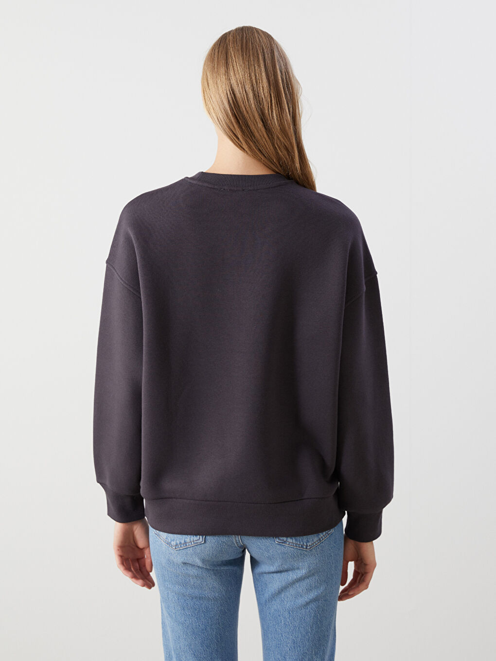 LCW Vision Antrasit Taş Baskılı Oversize Kadın Kalın Sweatshirt - 3