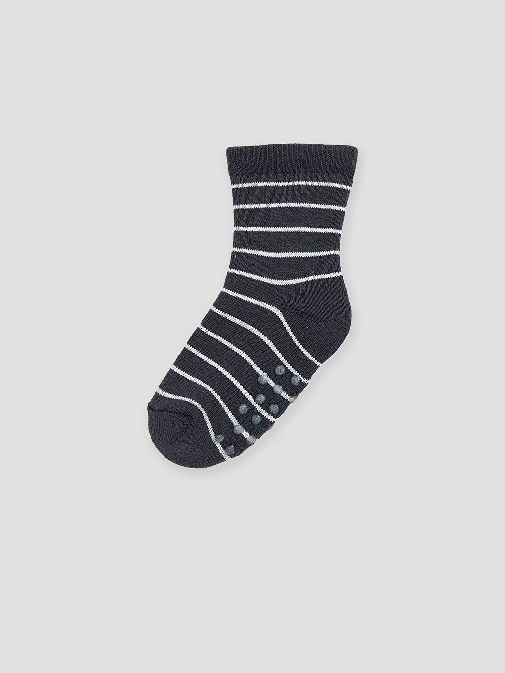 Antrasit Kaydırmaz Tabanlı Çizgili Erkek Bebek Soket Çorap