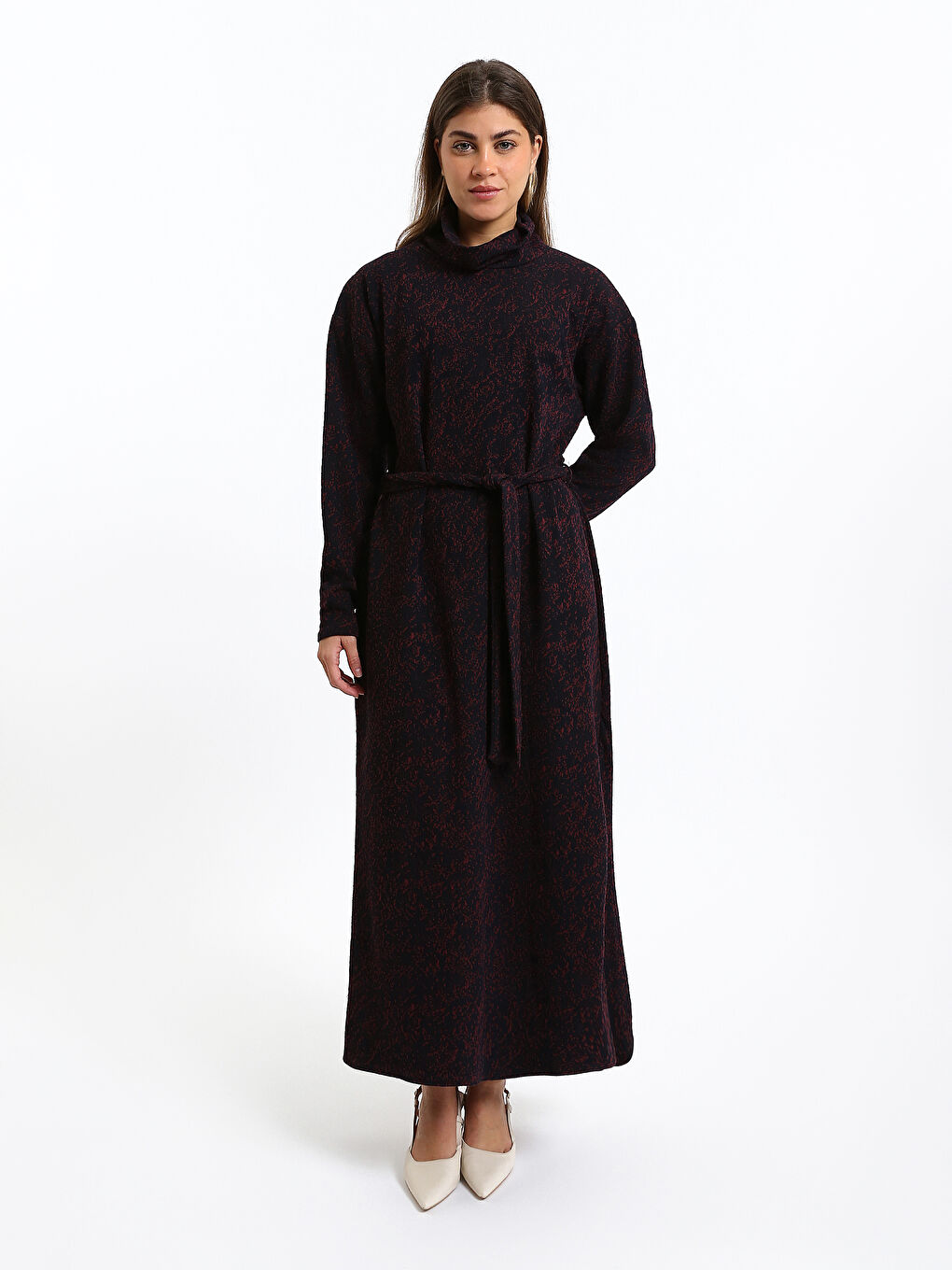 Funnel Neck Long Sleeve Women's Dress