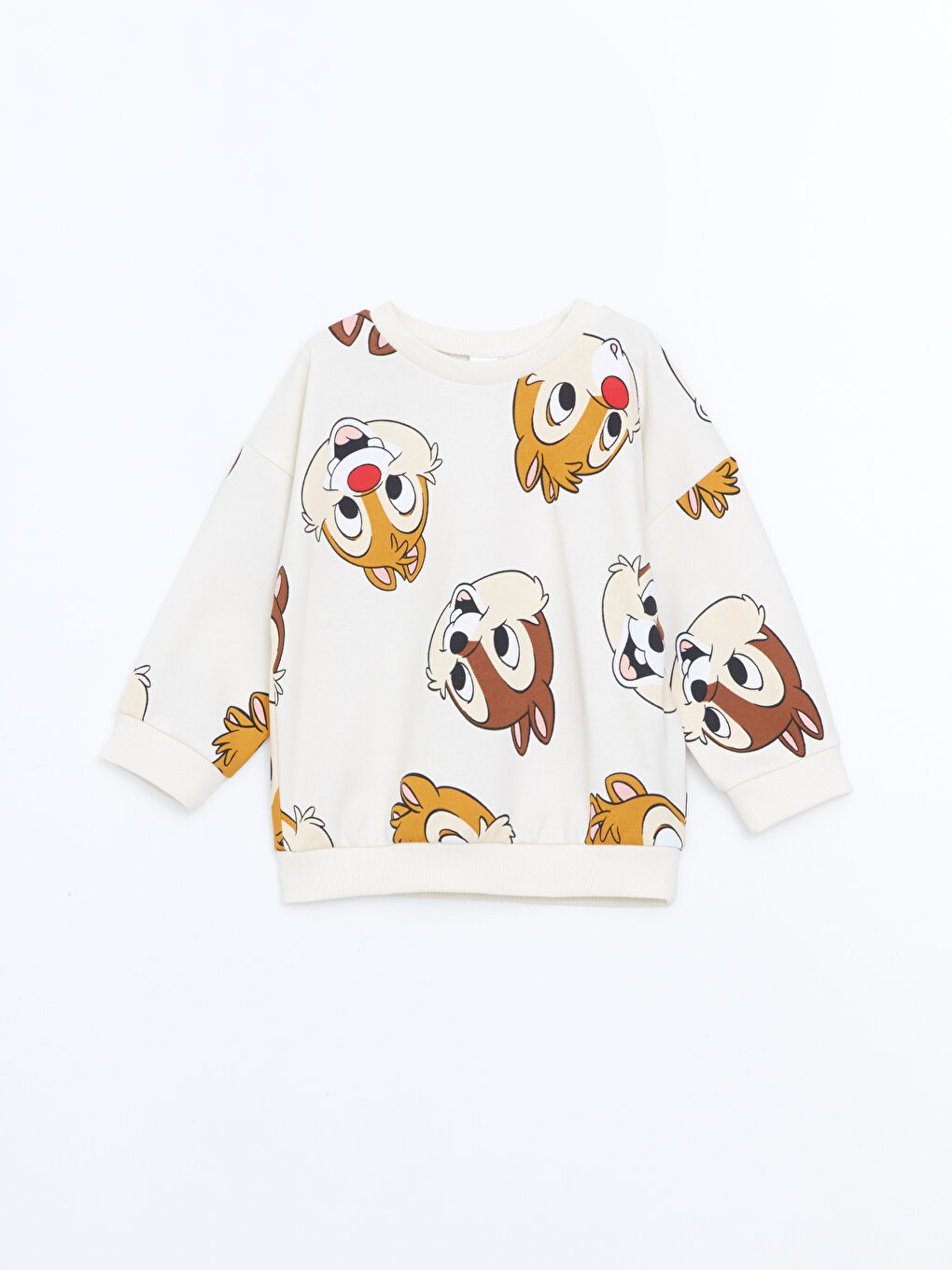 Ekru Chip and Dale Baskılı Erkek Çocuk Sweatshirt ve Eşofman Alt 2'li-1