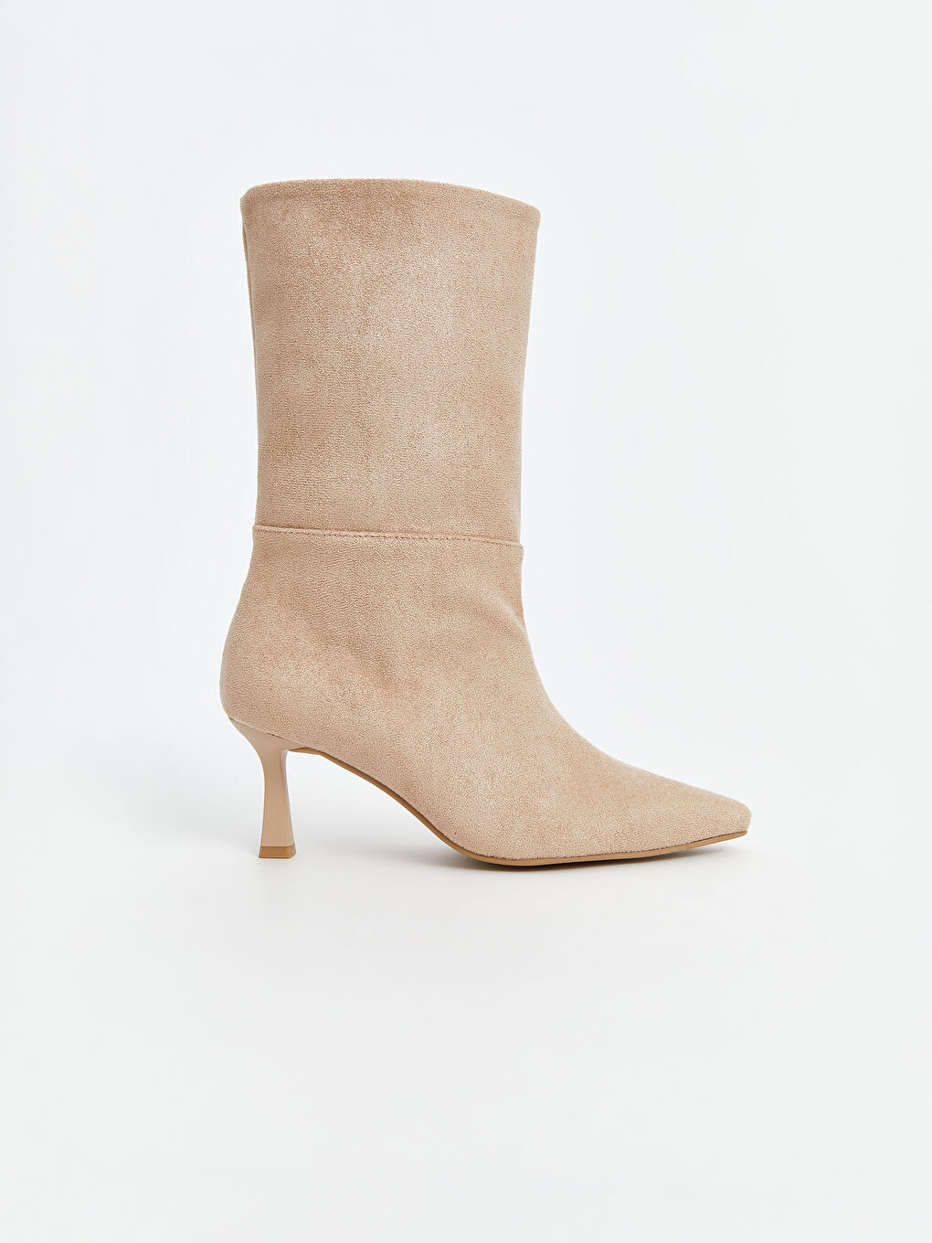 Kahverengi Süet Görünümlü Kadın Topuklu Bot-1