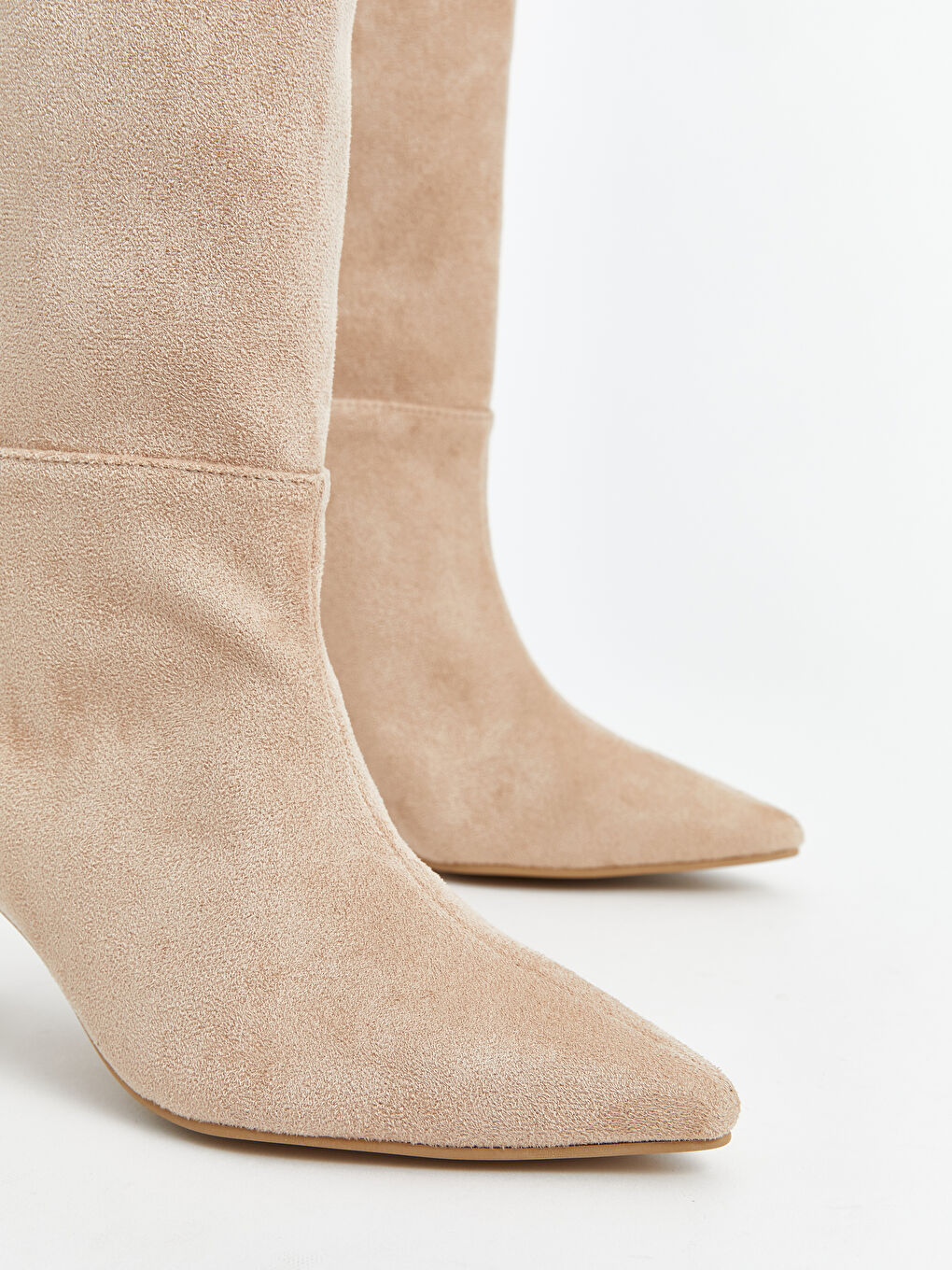 Kahverengi Süet Görünümlü Kadın Topuklu Bot-2