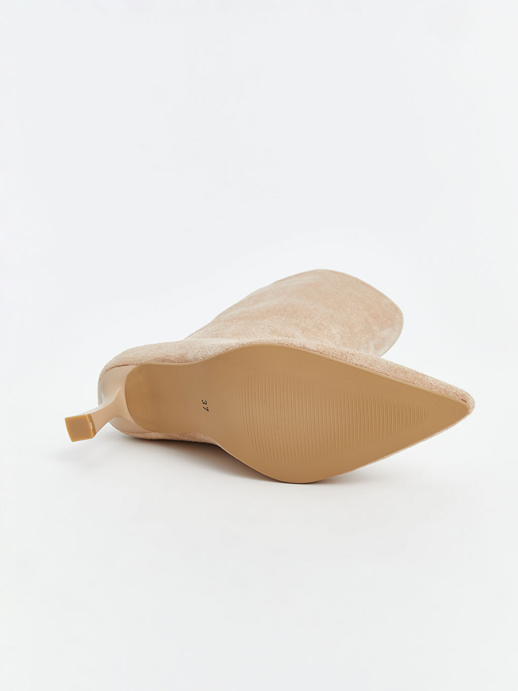 Kahverengi Süet Görünümlü Kadın Topuklu Bot-3