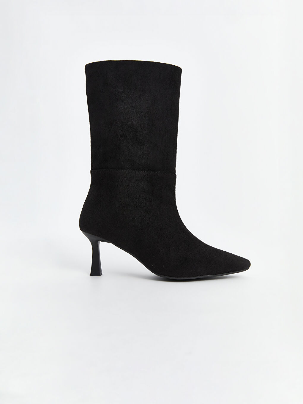 Siyah Süet Görünümlü Kadın Topuklu Bot-1