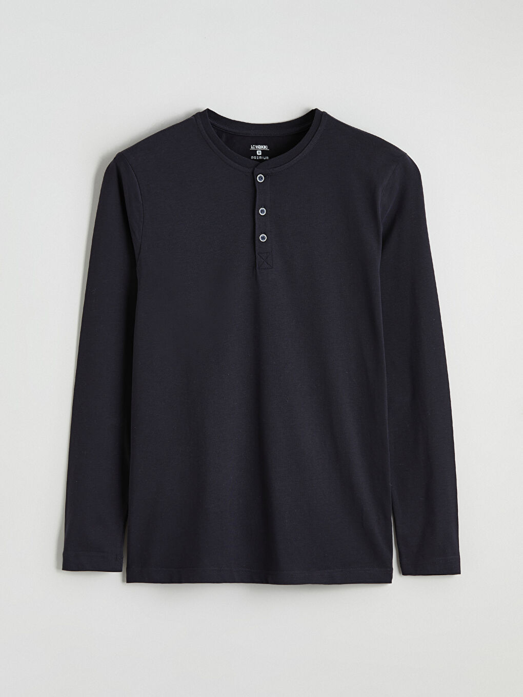 Lacivert Bisiklet Yaka Uzun Kollu Erkek Pijama Üst-4