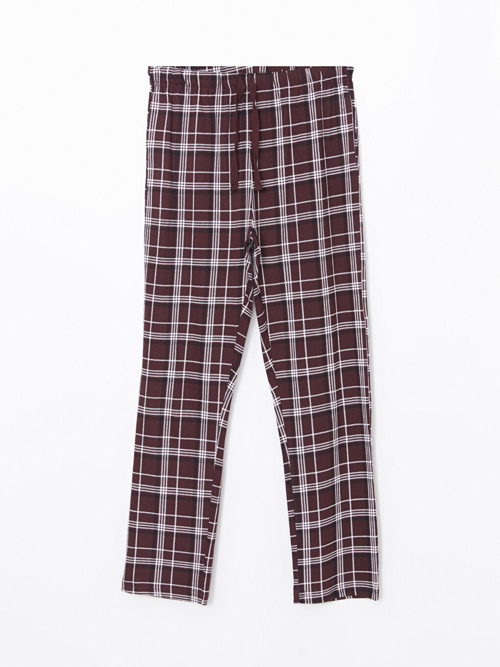 Bordo Standart Kalıp Ekose Erkek Pijama Alt