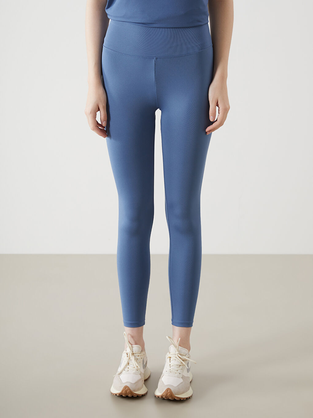 Mavi Beli Lastikli Kadın Tayt-1