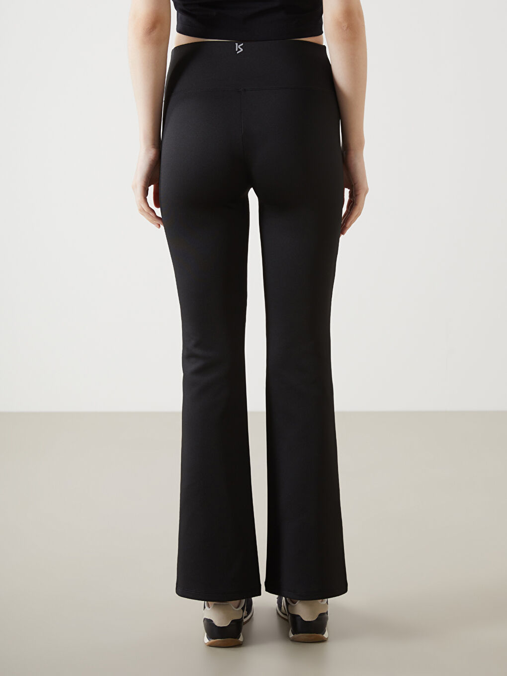 Siyah Beli Lastikli İspanyol Paça Kadın Tayt Pantolon-3