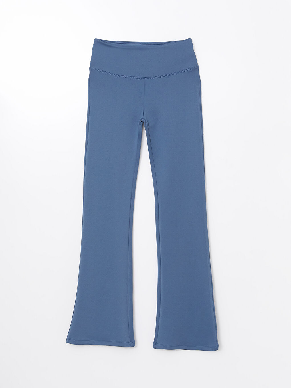 Mavi Beli Lastikli İspanyol Paça Kadın Tayt Pantolon-4