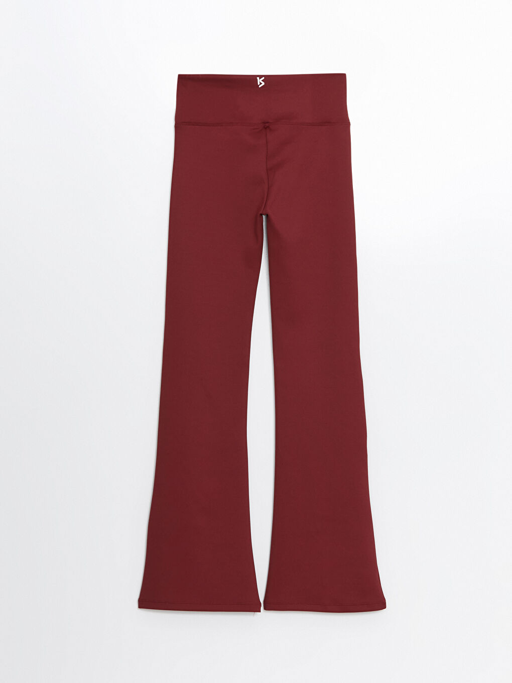 Bordo Beli Lastikli İspanyol Paça Kadın Tayt Pantolon-5