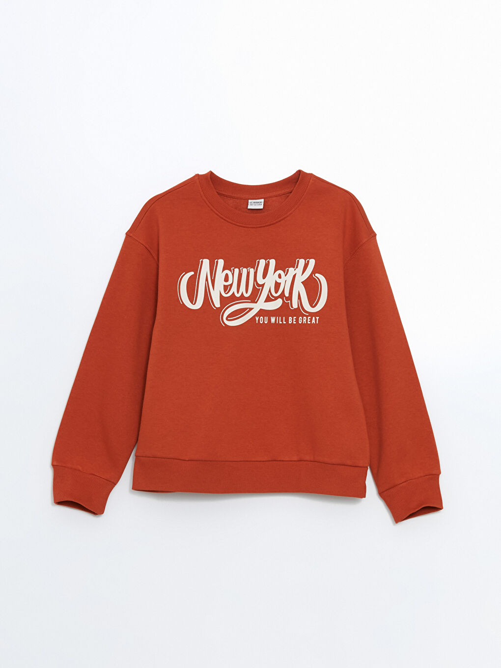 LCW Kids Turuncu Bisiklet Yaka Kız Çocuk Sweatshirt