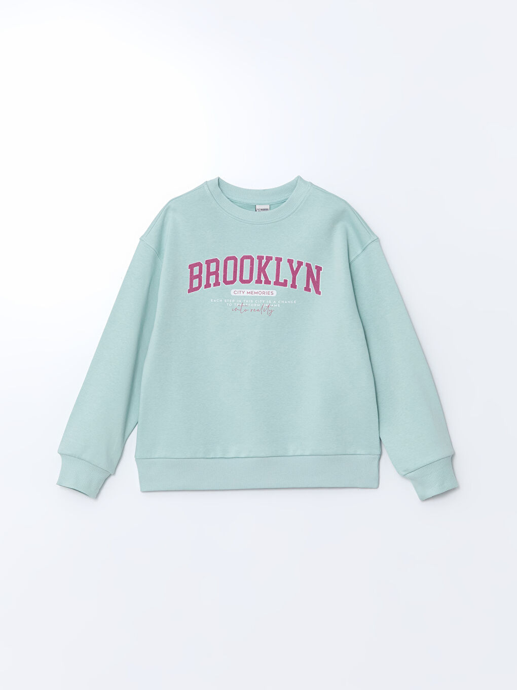 LCW Kids Yeşil Bisiklet Yaka Kız Çocuk Crop Kalın Sweatshirt - 2