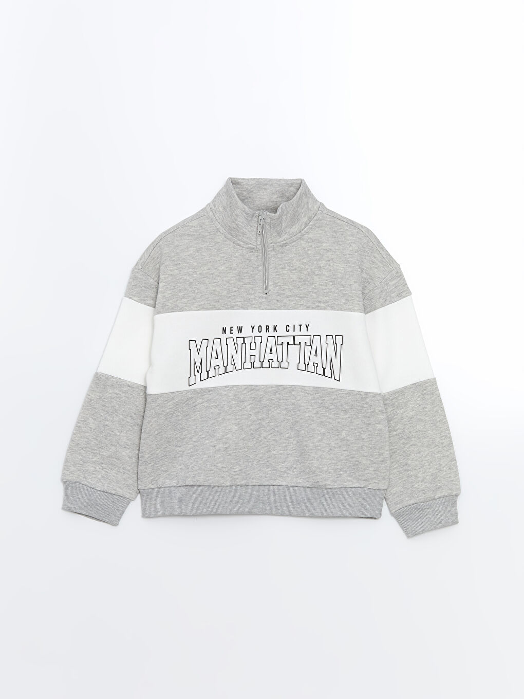 LCW Kids Gri Dik Yaka Kız Çocuk Sweatshirt