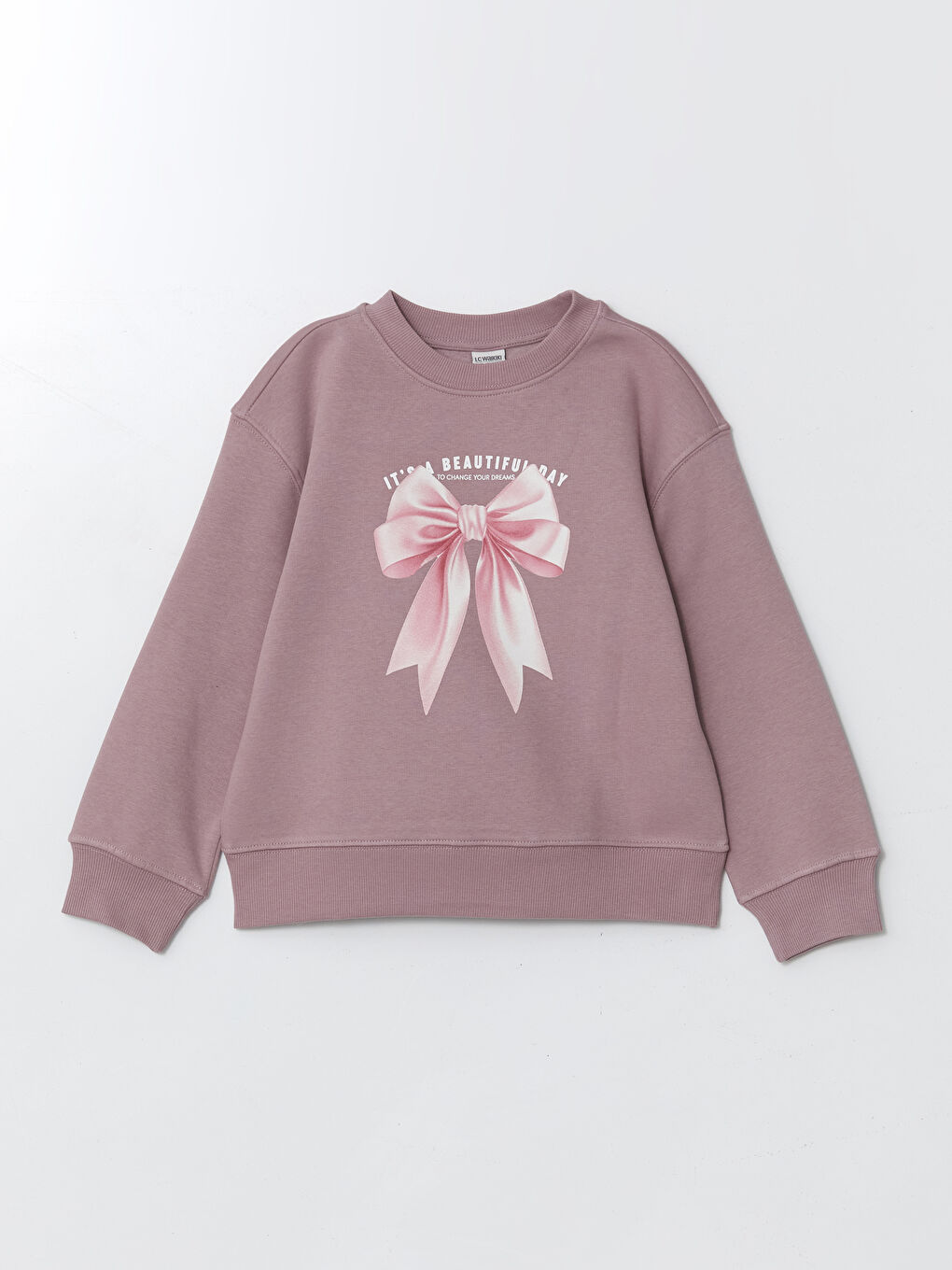 LCW Kids Lila Bisiklet Yaka Kız Çocuk Kalın Sweatshirt