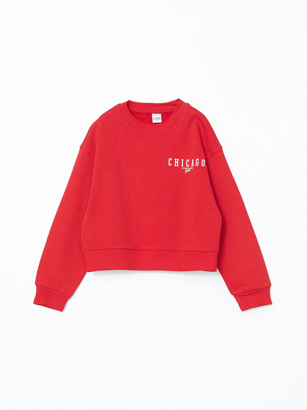 LCW Kids Kırmızı Bisiklet Yaka Kız Çocuk Sweatshirt