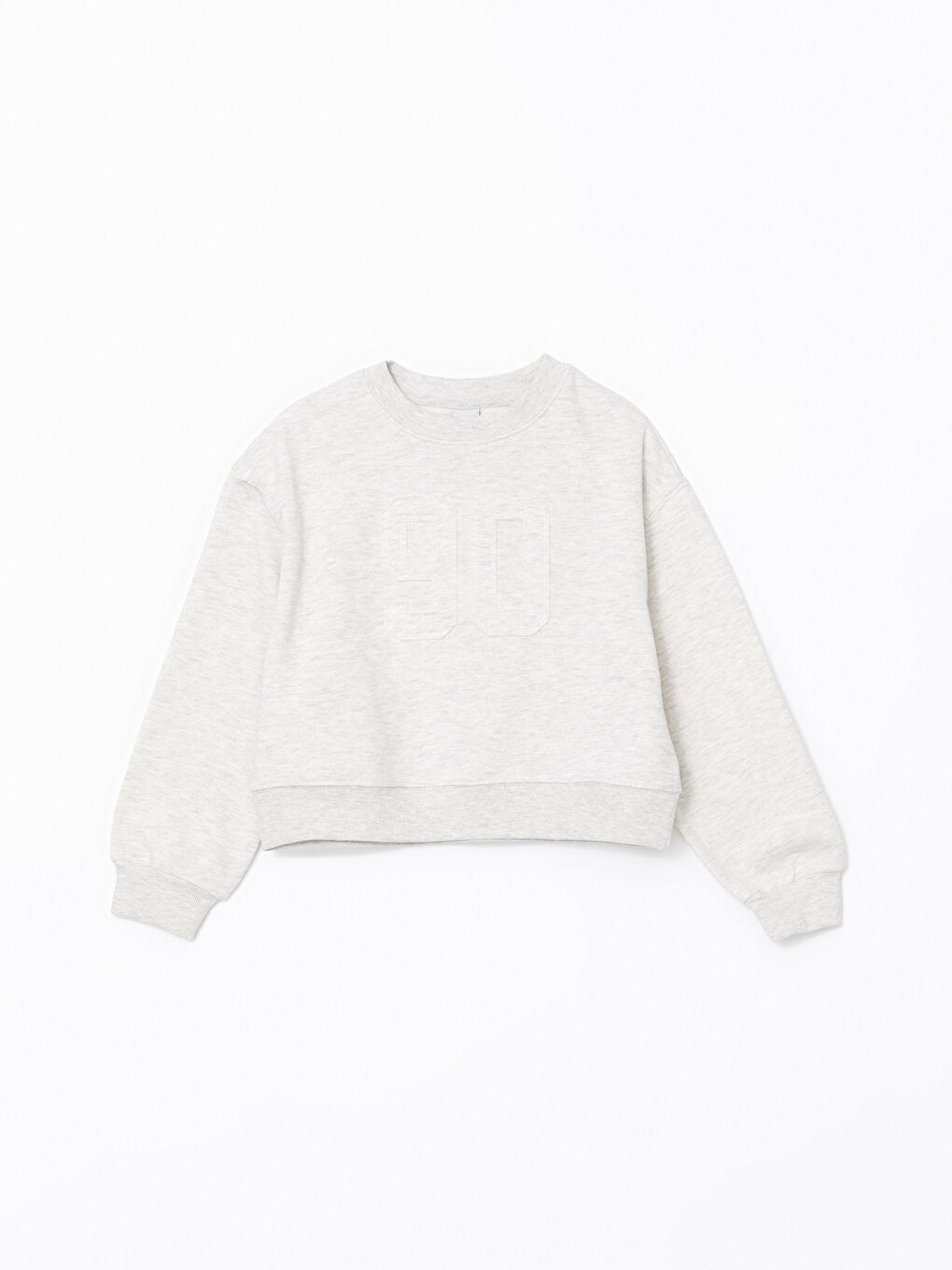 LCW Kids Gri Bisiklet Yaka Kız Çocuk Sweatshirt