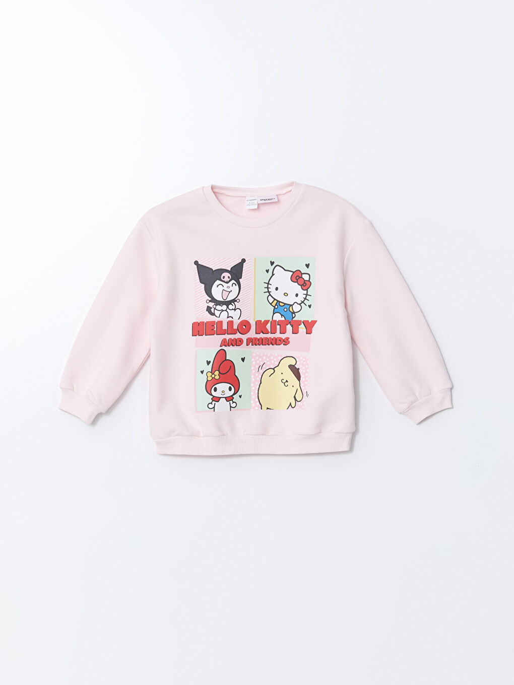 LCW baby Pembe Bisiklet Yaka Hello Kitty Baskılı Kız Çocuk Sweatshirt