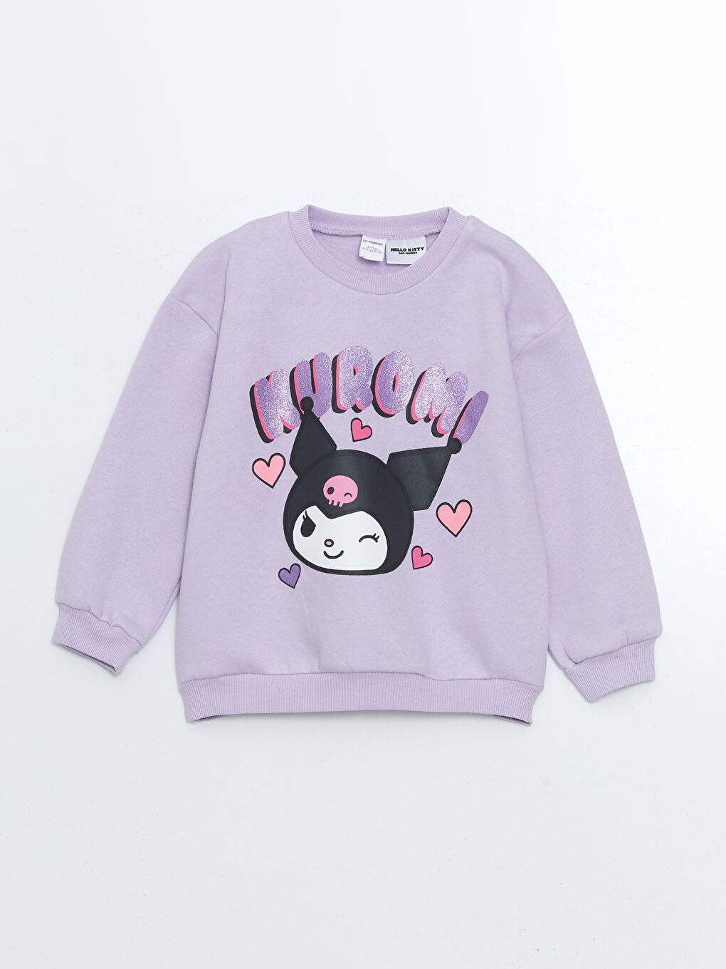 LCW baby Lila Bisiklet Yaka Baskılı Kız Çocuk Sweatshirt ve Tayt Pantolon 2'li - 1