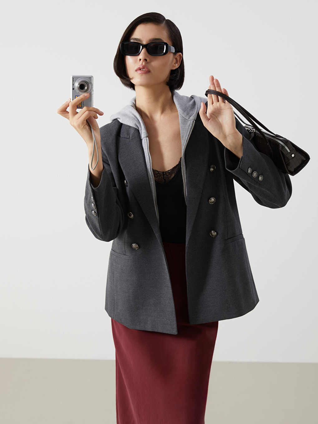 Gri Kadın Blazer Ceket