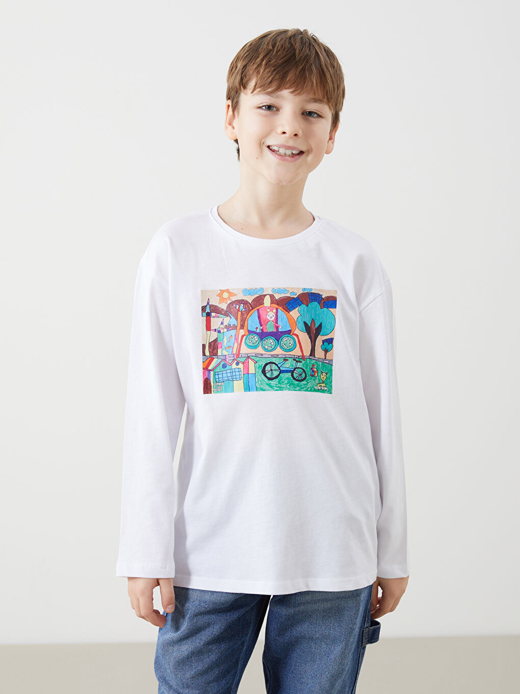 Crew Neck Printed Unisex Kids T-Shirt -W4L188Z4-U7E