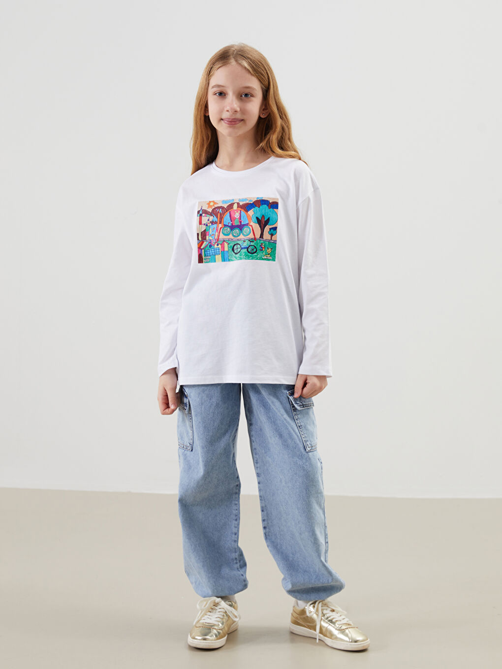 Crew Neck Printed Unisex Kids T-Shirt -W4L188Z4-U7E