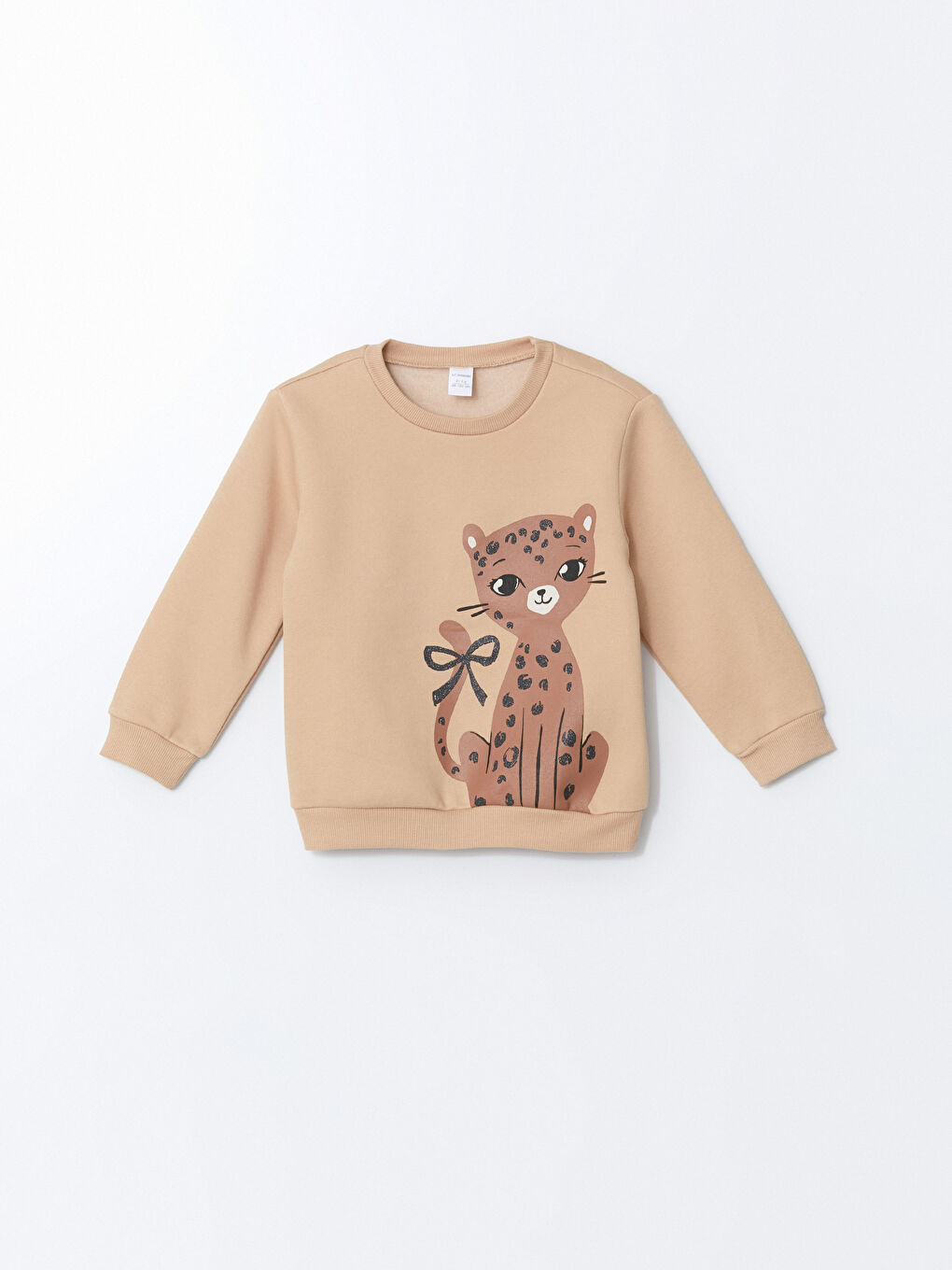 LCW baby Bej Kedi Baskılı Kız Bebek Sweatshirt ve Eşofman Alt 2'li - 1